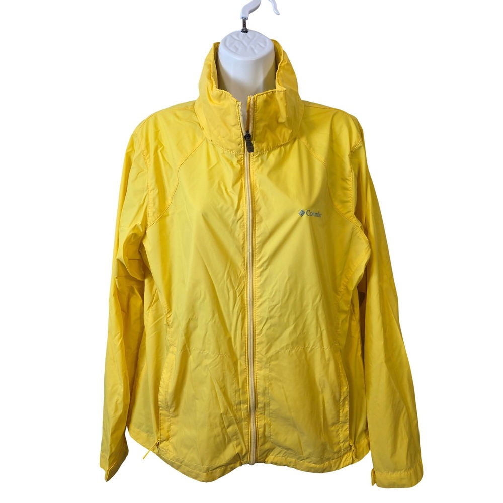 Columbia Womens XL Yellow Packable Windbreaker Full Zip Jacket X-Large
